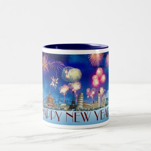 Gelukkig nieuwjaar! tweekleurige koffiemok (Center)