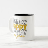 Gelukkig nieuwjaar tweekleurige koffiemok (Voorkant links)