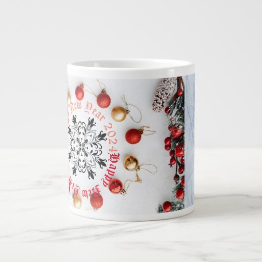 Gelukkig Nieuwjaar Two-Tone witte kleur Koffie Mok (Voorkant)