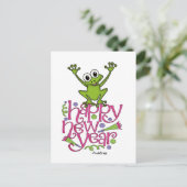 Gelukkig nieuwjaar uit Frisky de Kikker Feestdagenkaart (Staand voorkant)