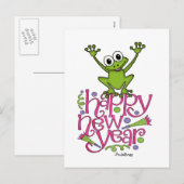 Gelukkig nieuwjaar uit Frisky de Kikker Feestdagenkaart (Voorkant / Achterkant)