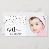 Gelukkig Nieuwjaar Vakantie Foto Moderne Stip Hall Feestdagenkaart (Voorkant)