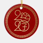 Gelukkig Nieuwjaar van de Rat - 2020 - Geometrisch Keramisch Ornament (Voorkant)