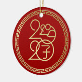 Gelukkig Nieuwjaar van de Rat - 2020 - Geometrisch Keramisch Ornament (Links)