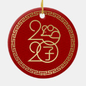 Gelukkig Nieuwjaar van de Rat - 2020 - Geometrisch Keramisch Ornament (Achterkant)