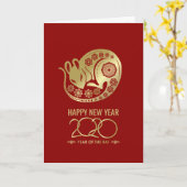 Gelukkig nieuwjaar van de Rat - 2020 Kaart (Gele Bloem)