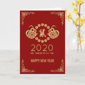 Gelukkig nieuwjaar van de Rat - 2020 Kaart (Gele Bloem)