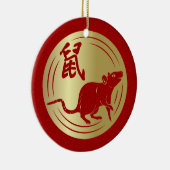 Gelukkig Nieuwjaar van de Rat - 2020 Keramisch Ornament (Rechts)