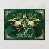 Gelukkig Nieuwjaar van de Rat-Malachite en het gou Feestdagenkaart (Voorkant)