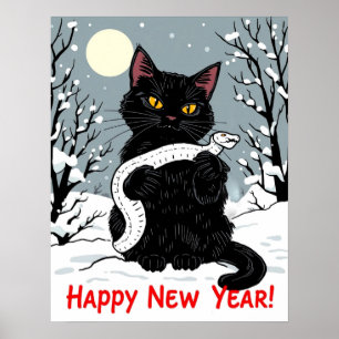 Gelukkig nieuwjaar van de slang poster