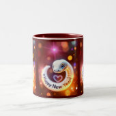 Gelukkig Nieuwjaar van de Slang Tweekleurige Koffiemok (Center)