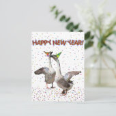 Gelukkig Nieuwjaar van Feestvierende Ganzen Feestdagenkaart (Staand voorkant)