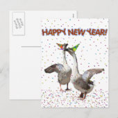 Gelukkig Nieuwjaar van Feestvierende Ganzen Feestdagenkaart (Voorkant / Achterkant)