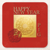 Gelukkig Nieuwjaar van het varkenskarton C Kartonnen Onderzetters (Voorkant)