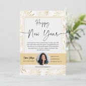 Gelukkig Nieuwjaar Vastgoed Foto Dank u kaart (Staand voorkant)