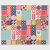 Gelukkig Nieuwjaar Vet Geometrisch Cadeaupapier (Vlak)