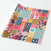 Gelukkig Nieuwjaar Vet Geometrisch Cadeaupapier (Uitgerold)