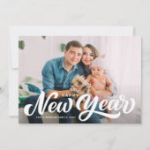 Gelukkig Nieuwjaar vet script foto overlay Feestdagenkaart (Voorkant)