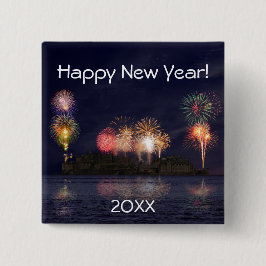 Gelukkig Nieuwjaar Vierkante Button 5,1 Cm