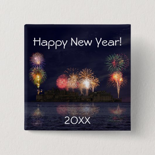 Gelukkig Nieuwjaar Vierkante Button 5,1 Cm (Voorkant)