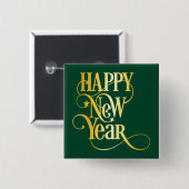 Gelukkig nieuwjaar vierkante button 5,1 cm (Voorkant /achterkant)
