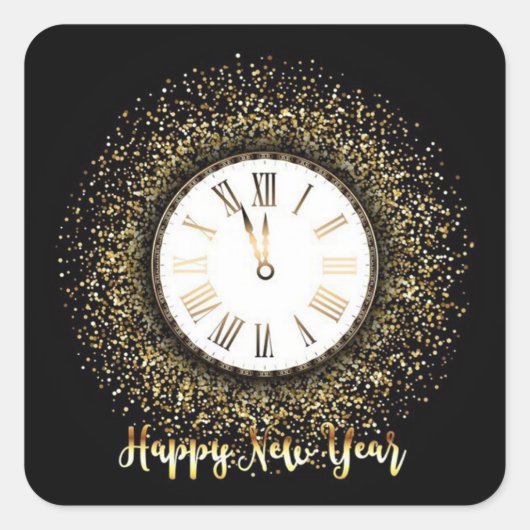 Gelukkig Nieuwjaar Vierkante Sticker (Voorkant)