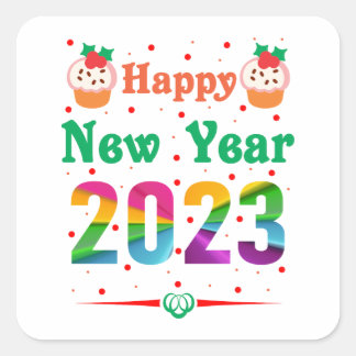 Gelukkig nieuwjaar vierkante sticker
