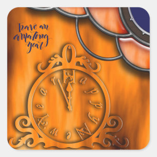 Gelukkig nieuwjaar vierkante sticker