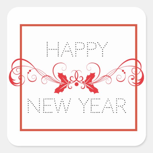 Gelukkig nieuwjaar vierkante sticker (Voorkant)