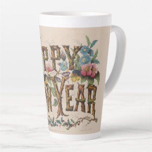 Gelukkig Nieuwjaar, Vintage Currier & Ives Print Latte Mok