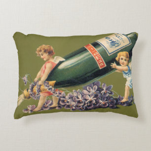 Gelukkig Nieuwjaar, Vintage engelen met champagne Accent Kussen