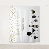 Gelukkig Nieuwjaar Virtual Party Achtergrondnamen Wandkleed (Voorkant)