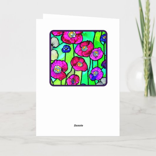 Gelukkig Nieuwjaar - vlekkenglas anemonen - 2024 Folie Wenskaart (Achterkant)