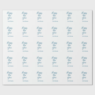 Gelukkig nieuwjaar voeg naam toe liefde blauw eenv cadeaupapier