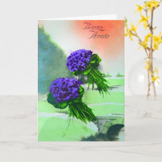 Gelukkig Nieuwjaar voor Franstaligen. Kaart (Gele Bloem)