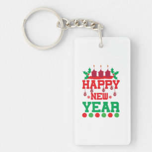 Gelukkig nieuwjaar voor prettige feestelijke feest sleutelhanger