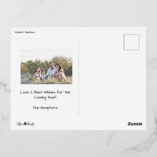 Gelukkig Nieuwjaar vuurwerk | Achterfoto Folie Feestdagen Briefkaart (Achterkant)