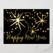 Gelukkig Nieuwjaar vuurwerk | Achterfoto Folie Feestdagen Briefkaart (Voorkant)