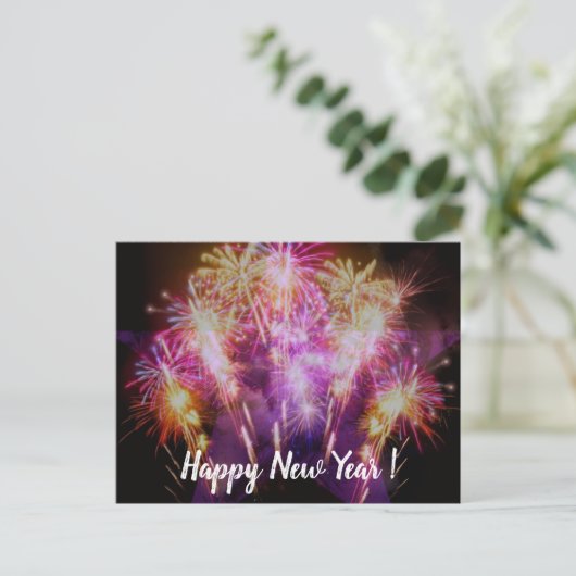 Gelukkig Nieuwjaar Vuurwerk Ansichtkaart Feestdagenkaart (Staand voorkant)