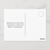 Gelukkig nieuwjaar vuurwerk boven de skyline van D Briefkaart (Achterkant)