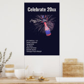 Gelukkig Nieuwjaar Vuurwerk Champagne Celebration  Poster (Keuken)