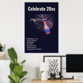 Gelukkig Nieuwjaar Vuurwerk Champagne Celebration  Poster (Thuiskantoor)