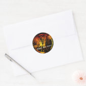 Gelukkig nieuwjaar! Vuurwerk en klok Ronde Sticker (Envelop)