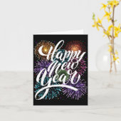 Gelukkig Nieuwjaar Vuurwerk Familie Matching Manne Kaart (Gele Bloem)