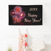 Gelukkig nieuwjaar vuurwerk feest spandoek (Insitu)