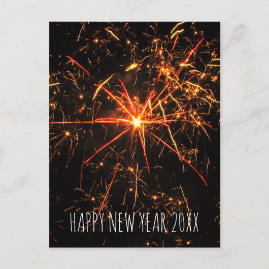 Gelukkig nieuwjaar vuurwerk feestdagenkaart (Voorkant)