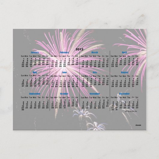 Gelukkig Nieuwjaar Vuurwerk Paarse Kalender Briefk Feestdagenkaart (Achterkant)