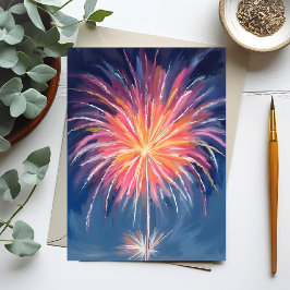 Gelukkig Nieuwjaar Vuurwerk | Waterverf Feestdagenkaart