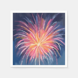 Gelukkig Nieuwjaar Vuurwerk | Waterverf Servet