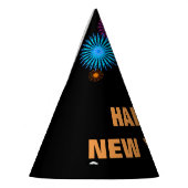 "GELUKKIG NIEUWJAAR!" + Vuurwerkachtig patroon Feesthoedjes (Links)